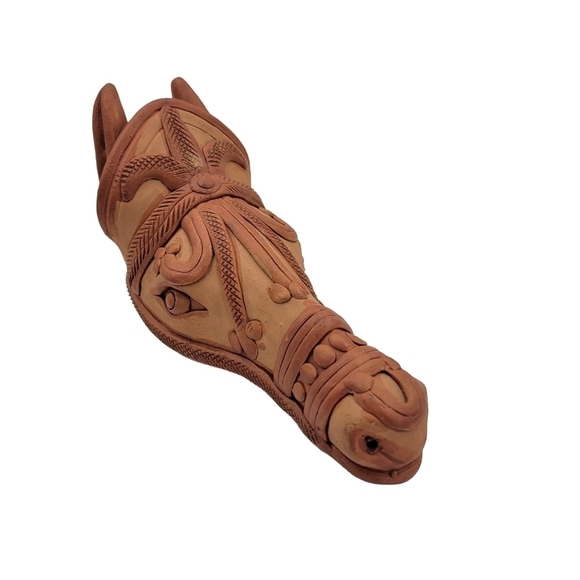 Vintage MCM Red Clay Studio PotteryHorse Head Wall Pocket Vase